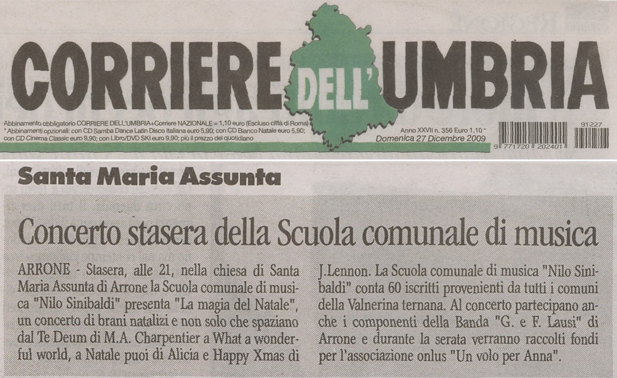 corriere dell'umbria 27 dicembre 2009
